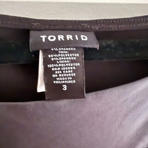 TORRID Black Bodycon Dress Faux Leather Trim Moto LBD Biker Punk Size 3x - Picture 5 of 6